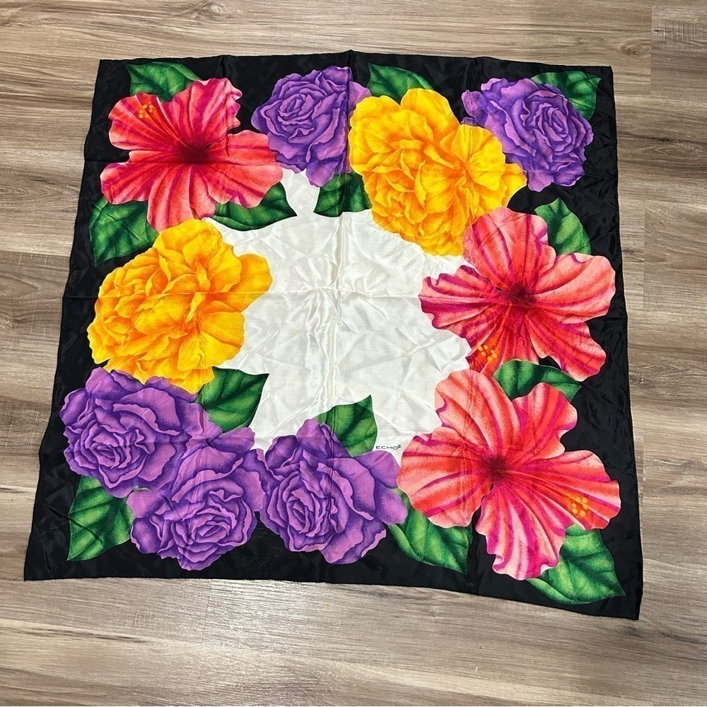 ECHO Multicolor Floral Scarf EUC - image 1